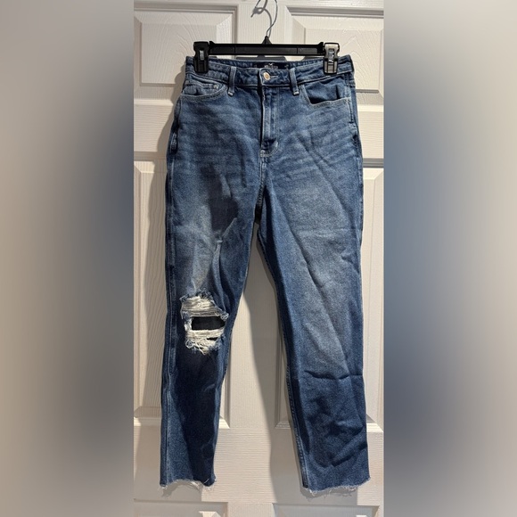 Distressed Hollister cropped jeans ripped jeans y2k size 5 short custom hem - Picture 1 of 10